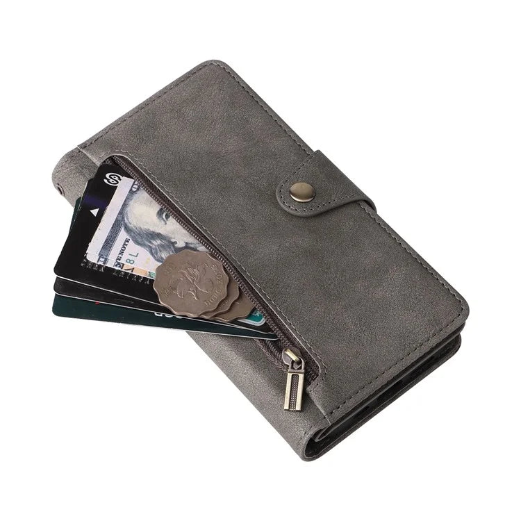 For Xiaomi Redmi Note 13 4G Phone Wallet Case Rivet Decor Leather Stand Cover