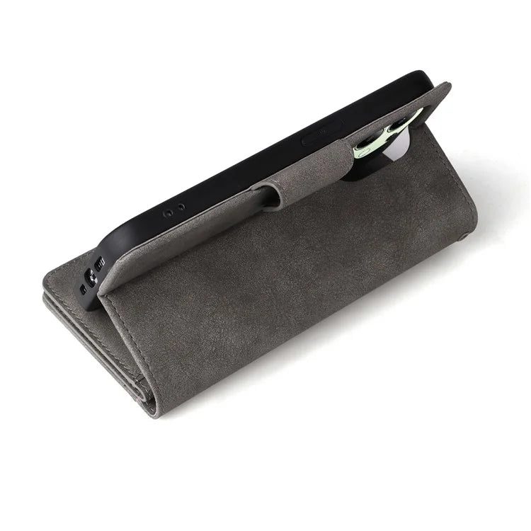 For Xiaomi Redmi Note 13 4G Phone Wallet Case Rivet Decor Leather Stand Cover