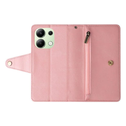 For Xiaomi Redmi Note 13 4G Phone Wallet Case Rivet Decor Leather Stand Cover