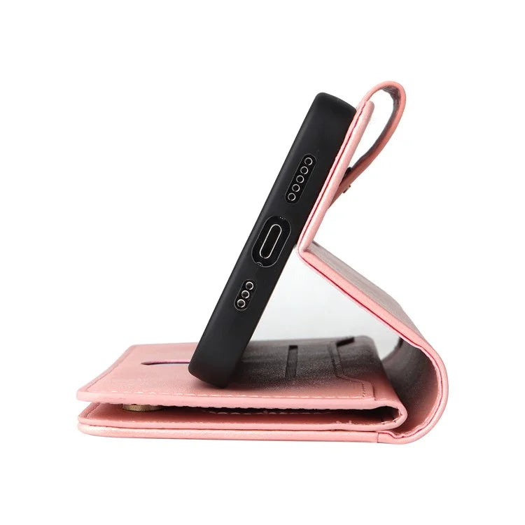 For Xiaomi Redmi Note 13 4G Phone Wallet Case Rivet Decor Leather Stand Cover