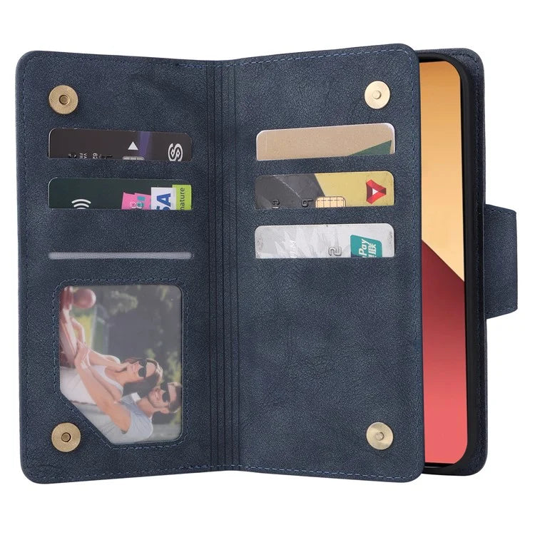 For Xiaomi Redmi Note 13 Pro 4G / Poco M6 Pro 4G Case Leather Wallet Phone Cover Rivet Decor
