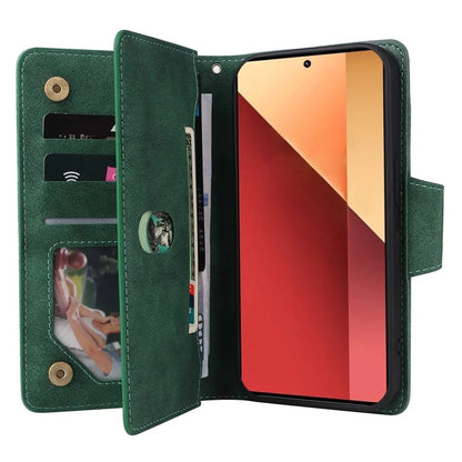 For Xiaomi Redmi Note 13 Pro 4G / Poco M6 Pro 4G Case Leather Wallet Phone Cover Rivet Decor