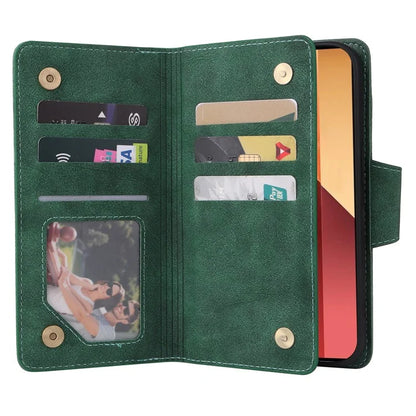 For Xiaomi Redmi Note 13 Pro 4G / Poco M6 Pro 4G Case Leather Wallet Phone Cover Rivet Decor