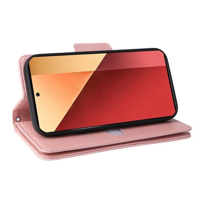 For Xiaomi Redmi Note 13 Pro 4G / Poco M6 Pro 4G Case Leather Wallet Phone Cover Rivet Decor