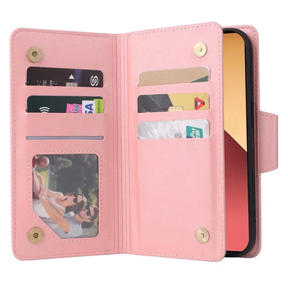 For Xiaomi Redmi Note 13 Pro 4G / Poco M6 Pro 4G Case Leather Wallet Phone Cover Rivet Decor