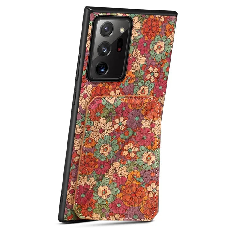 For Samsung Galaxy Note20 Ultra 5G / Note20 Ultra Case Card Holder Flower Pattern Back Phone Cover