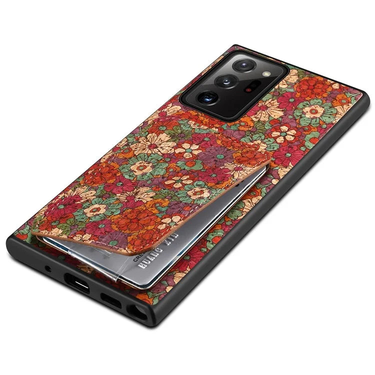 For Samsung Galaxy Note20 Ultra 5G / Note20 Ultra Case Card Holder Flower Pattern Back Phone Cover