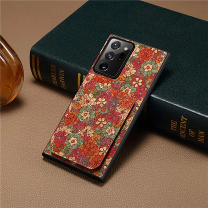 For Samsung Galaxy Note20 Ultra 5G / Note20 Ultra Case Card Holder Flower Pattern Back Phone Cover