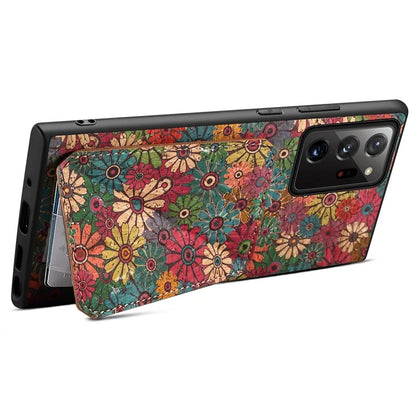 For Samsung Galaxy Note20 Ultra 5G / Note20 Ultra Case Card Holder Flower Pattern Back Phone Cover