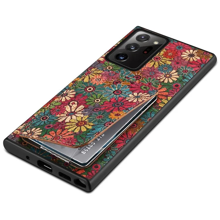 For Samsung Galaxy Note20 Ultra 5G / Note20 Ultra Case Card Holder Flower Pattern Back Phone Cover