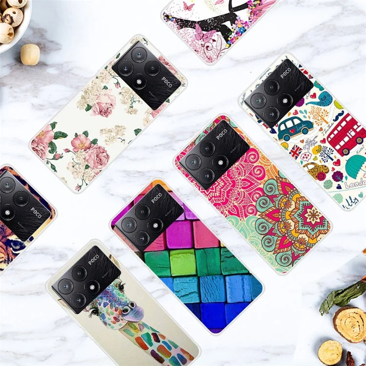 For Xiaomi Poco X6 Pro 5G / Redmi K70E 5G Case Slim-Fit TPU Pattern Printing Back Phone Cover