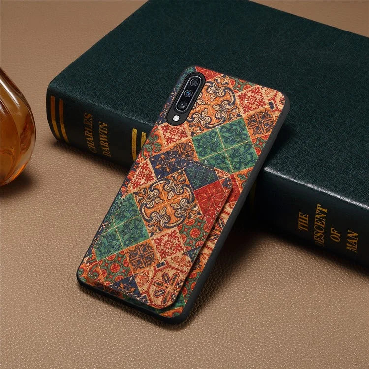 For Samsung Galaxy A70 Leather Case Card Slot Shock Absorbing Phone Cover