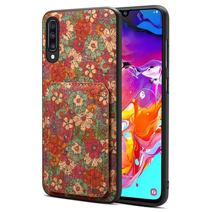 For Samsung Galaxy A70 Leather Case Card Slot Shock Absorbing Phone Cover