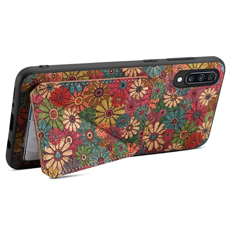 For Samsung Galaxy A70 Leather Case Card Slot Shock Absorbing Phone Cover