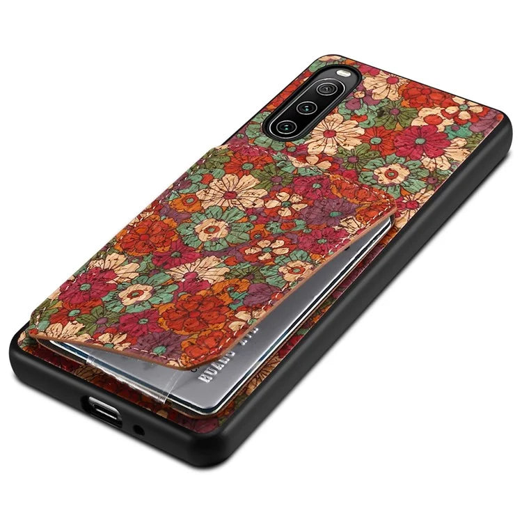 For Sony Xperia 10 IV 5G Phone Case Scratch-resistant Kickstand Flower Pattern Cover