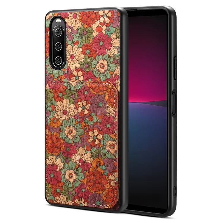For Sony Xperia 10 IV 5G Phone Case Scratch-resistant Kickstand Flower Pattern Cover