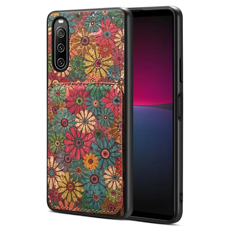 For Sony Xperia 10 IV 5G Phone Case Scratch-resistant Kickstand Flower Pattern Cover