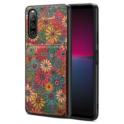 For Sony Xperia 10 IV 5G Phone Case Scratch-resistant Kickstand Flower Pattern Cover