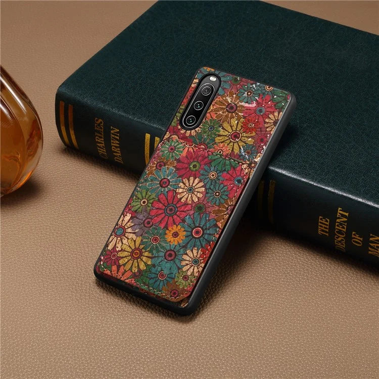 For Sony Xperia 10 IV 5G Phone Case Scratch-resistant Kickstand Flower Pattern Cover