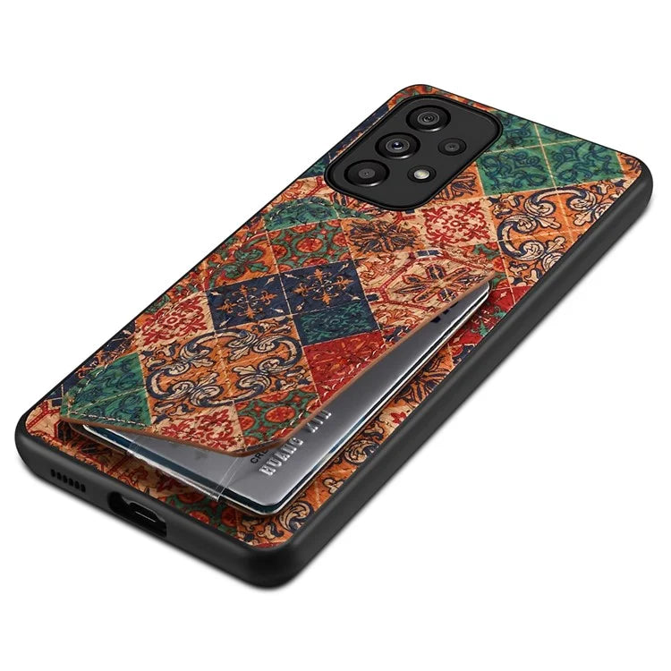 For Samsung Galaxy A53 5G Case Card Holder Flower Pattern Drop-proof Phone Cover