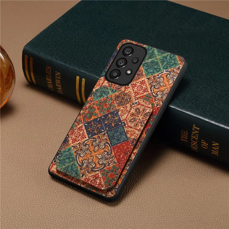 For Samsung Galaxy A53 5G Case Card Holder Flower Pattern Drop-proof Phone Cover