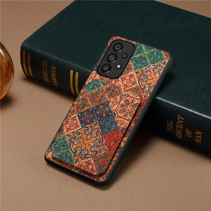 For Samsung Galaxy A53 5G Case Card Holder Flower Pattern Drop-proof Phone Cover