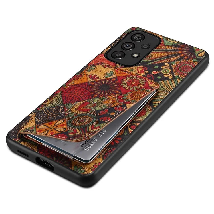 For Samsung Galaxy A53 5G Case Card Holder Flower Pattern Drop-proof Phone Cover