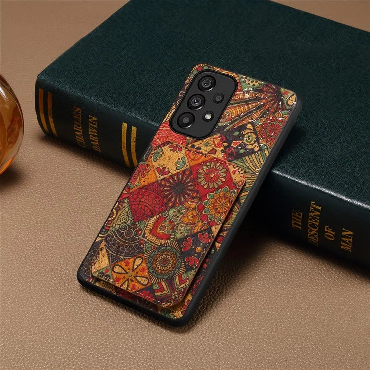 For Samsung Galaxy A53 5G Case Card Holder Flower Pattern Drop-proof Phone Cover