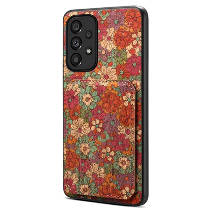 For Samsung Galaxy A53 5G Case Card Holder Flower Pattern Drop-proof Phone Cover