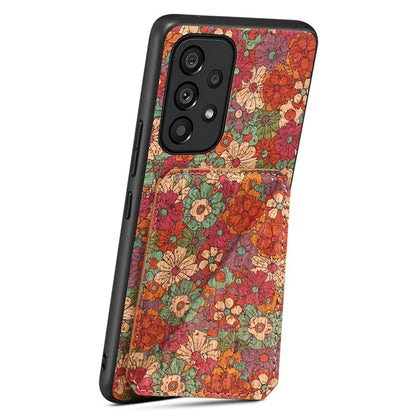 For Samsung Galaxy A53 5G Case Card Holder Flower Pattern Drop-proof Phone Cover
