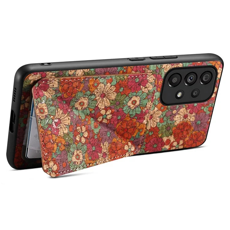 For Samsung Galaxy A53 5G Case Card Holder Flower Pattern Drop-proof Phone Cover