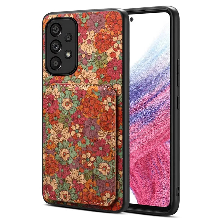 For Samsung Galaxy A53 5G Case Card Holder Flower Pattern Drop-proof Phone Cover