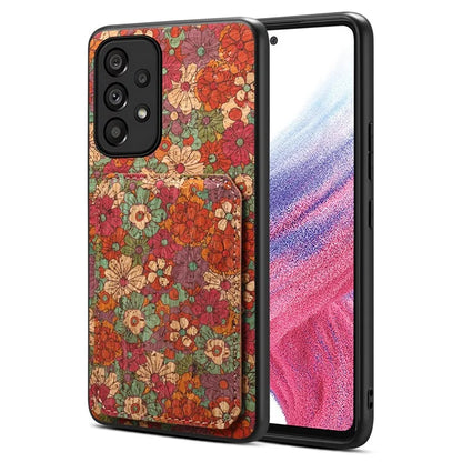For Samsung Galaxy A53 5G Case Card Holder Flower Pattern Drop-proof Phone Cover