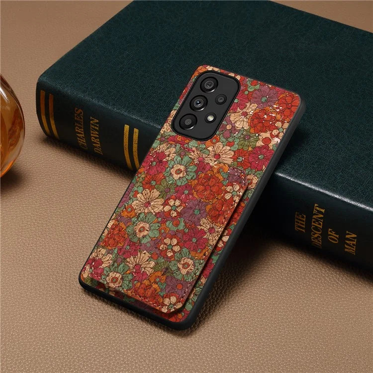 For Samsung Galaxy A53 5G Case Card Holder Flower Pattern Drop-proof Phone Cover