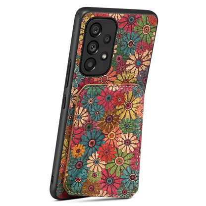 For Samsung Galaxy A53 5G Case Card Holder Flower Pattern Drop-proof Phone Cover