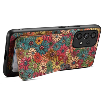 For Samsung Galaxy A53 5G Case Card Holder Flower Pattern Drop-proof Phone Cover