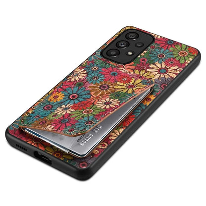 For Samsung Galaxy A53 5G Case Card Holder Flower Pattern Drop-proof Phone Cover