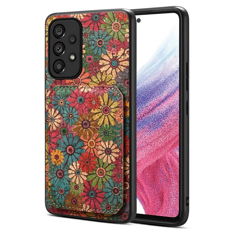 For Samsung Galaxy A53 5G Case Card Holder Flower Pattern Drop-proof Phone Cover