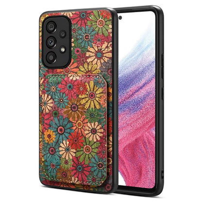 For Samsung Galaxy A53 5G Case Card Holder Flower Pattern Drop-proof Phone Cover