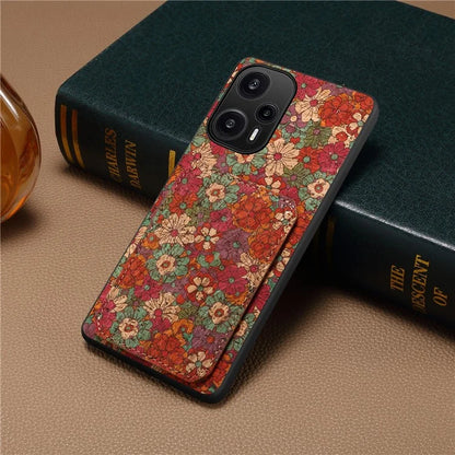 For Xiaomi Redmi Note 12 Turbo / Poco F5 5G Phone Case Flower Pattern Card Holder Cover