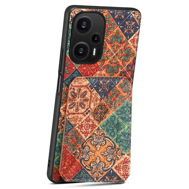 For Xiaomi Redmi Note 12 Turbo / Poco F5 5G Phone Case Flower Pattern Card Holder Cover