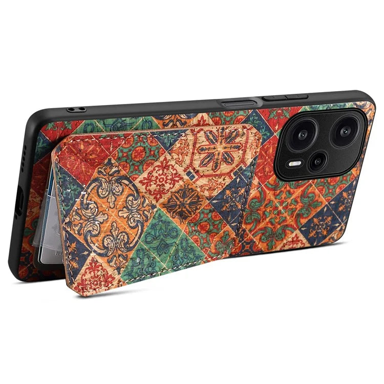 For Xiaomi Redmi Note 12 Turbo / Poco F5 5G Phone Case Flower Pattern Card Holder Cover
