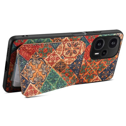 For Xiaomi Redmi Note 12 Turbo / Poco F5 5G Phone Case Flower Pattern Card Holder Cover