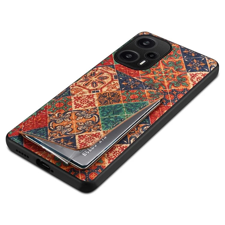 For Xiaomi Redmi Note 12 Turbo / Poco F5 5G Phone Case Flower Pattern Card Holder Cover