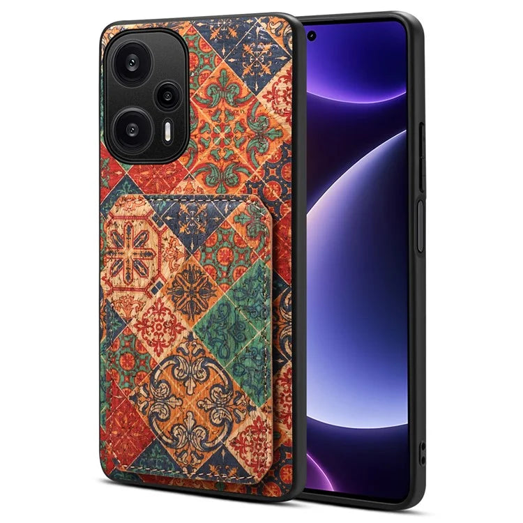 For Xiaomi Redmi Note 12 Turbo / Poco F5 5G Phone Case Flower Pattern Card Holder Cover
