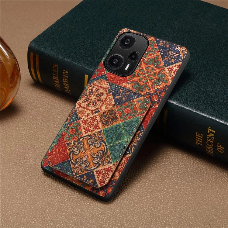 For Xiaomi Redmi Note 12 Turbo / Poco F5 5G Phone Case Flower Pattern Card Holder Cover