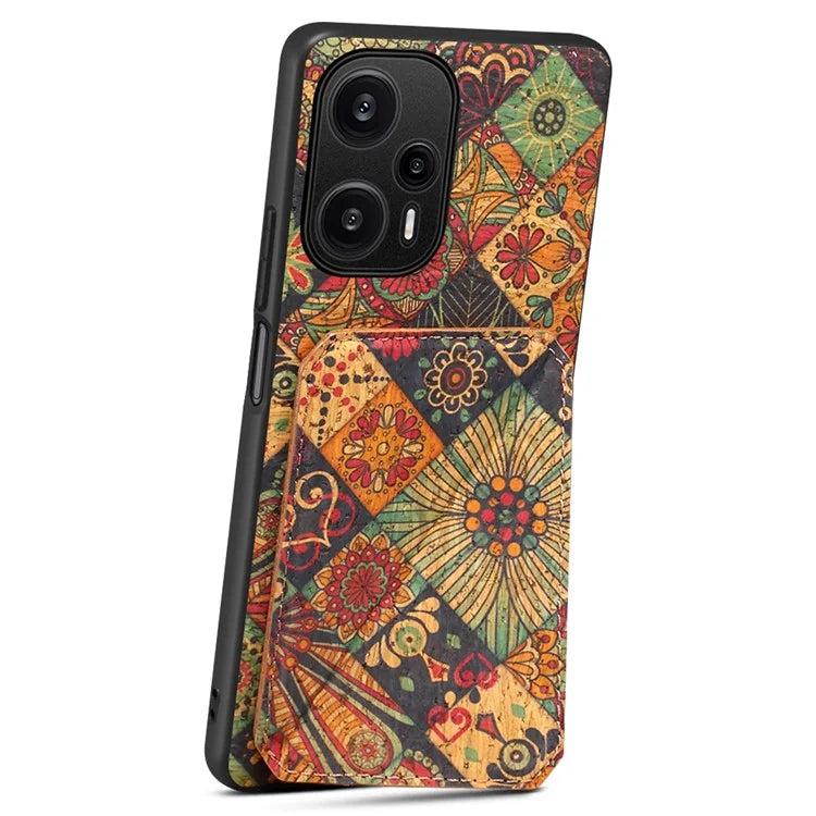 For Xiaomi Redmi Note 12 Turbo / Poco F5 5G Phone Case Flower Pattern Card Holder Cover