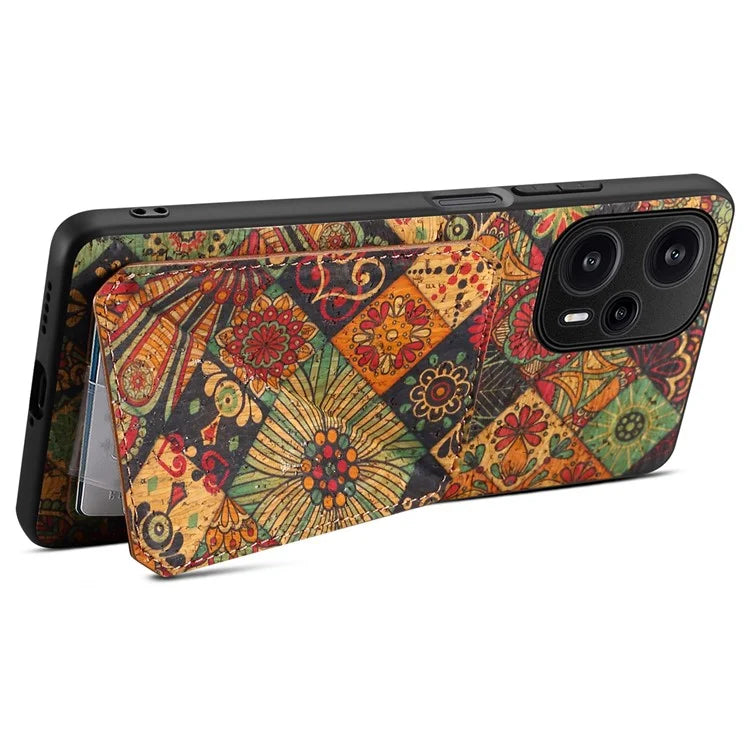 For Xiaomi Redmi Note 12 Turbo / Poco F5 5G Phone Case Flower Pattern Card Holder Cover