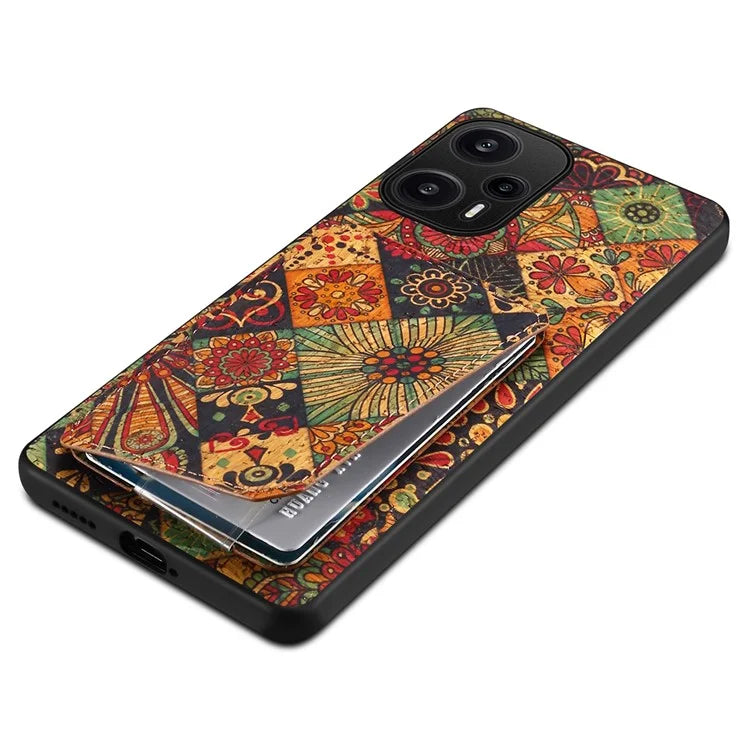 For Xiaomi Redmi Note 12 Turbo / Poco F5 5G Phone Case Flower Pattern Card Holder Cover