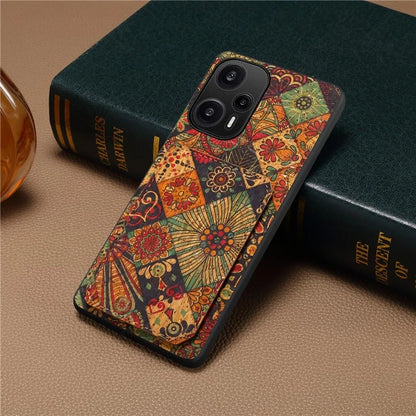 For Xiaomi Redmi Note 12 Turbo / Poco F5 5G Phone Case Flower Pattern Card Holder Cover